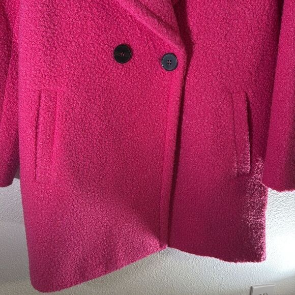 NWT- NVLT-Hot pink Faux Wool Boucle Double Breasted Coat-Size X-large - Picture 8 of 14